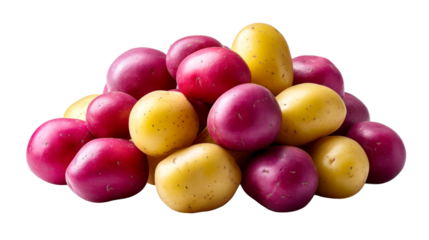A vibrant pile of fresh red and yellow potatoes, perfect for illustrating healthy recipes, organic farm produce, or nutritious food ingredients in culinary and agricultural projects.