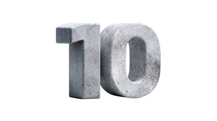 Solid gray concrete number ten with a textured finish, making a strong visual statement for financial reports, anniversaries, or construction themed presentations.