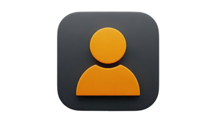 3D User icon symbol on transparent background