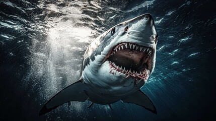 Obraz premium A dramatic encounter as a predator attacks beneath the waves.