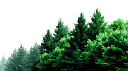 A tranquil overhead view of a lush green forest with various trees and foliage against a vast clear sky offering a serene natural landscape for environmental campaigns and nature promotions.