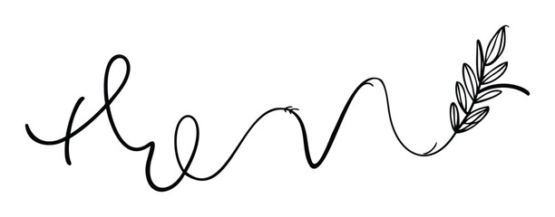Handwritten cursive word then featuring a delicate leaf drawing perfect for social media posts, blog headers, wedding stationery, or inspirational branding applications
