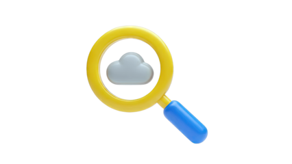 3D Magnifying Glass on Cloud Icon