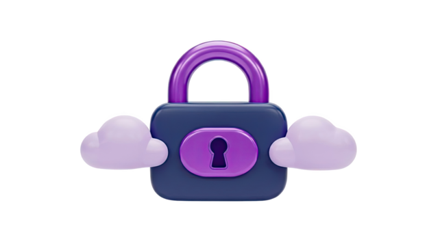 3D Padlock with Clouds Icon - Powered by Adobe