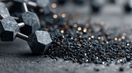 Atom and Particles: A detailed shot of an atom structure and particles, captured in a mesmerizing photorealistic style, inviting scientific curiosity and technological wonder.