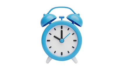 Blue Twin Bell Alarm Clock on transparent background