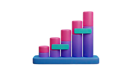 3D Bar Graph with Rising Bars and Teal Accent Blocks