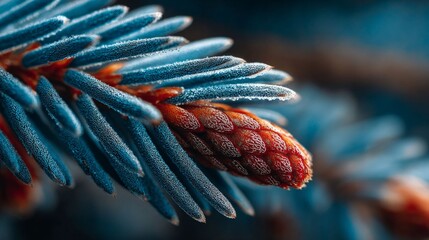 Pine Branch's Serenity: A close-up view unveils the delicate beauty of a pine branch, its needle-like leaves and miniature pinecone evoking a sense of calm and wonder in the natural world.