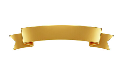 3D Golden Ribbon Banner on transparent background