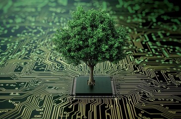 Showcasing environmentally friendly innovation, blending nature with technology.