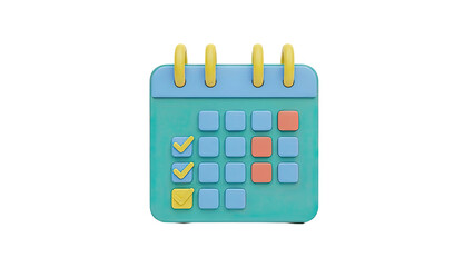 3D Calendar Icon with Checkmarks and Email Icon