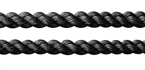 Black monochrome silhouette of ropes in various shapes.