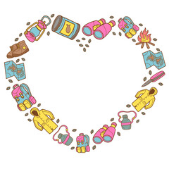 camping equipment love pattern border