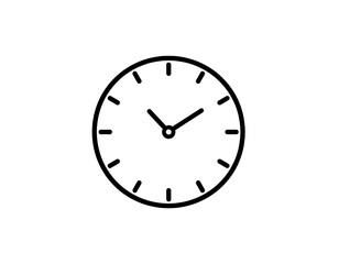 Black and white clock icon showing time