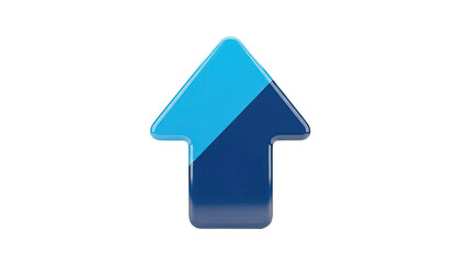 3D Glossy Blue Arrow Up Icon on transparent background