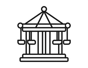 Obraz premium Black and white illustration of a classic amusement park carousel