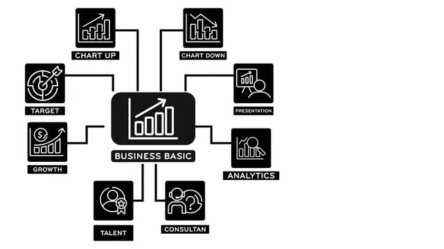basic business icon line graphic animation