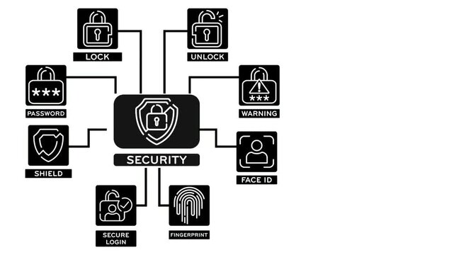 Security set icon line graphic animation