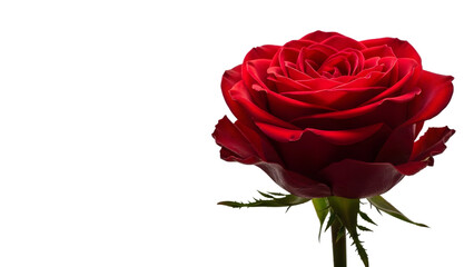 Fototapeta premium Close up of single red rose on transparent background for valentines day or romance