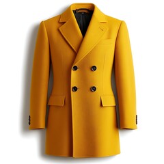 Mustard yellow double-breasted wool coat