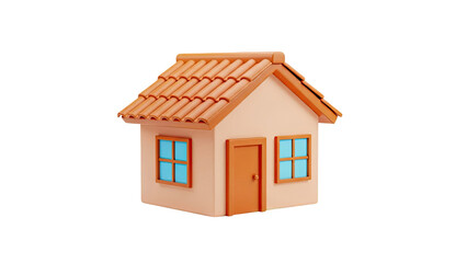 3D Cute House Icon on transparent background