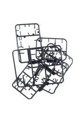 black Plastic Frame for Model Kit. Building Robot Model Kit, isolated on white background