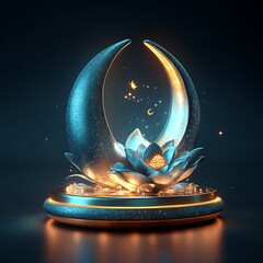 Mystical moon lotus, glowing softly