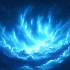 Mystical night sky with glowing clouds