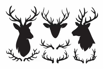 Deer Antler Silhouettes Vecto...