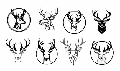 Deer head logo sketch hand dr...