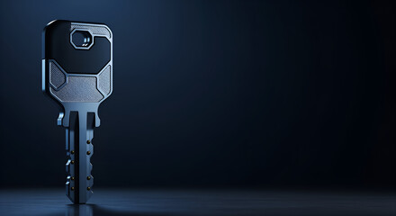 Modern Digital Security Key Website Hero Background with Copy Space for Cyber Protection and Cloud Data Access Header Banner