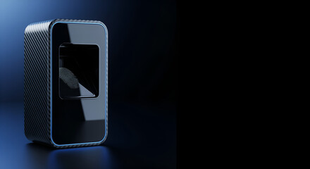 Modern Biometric Security Device Website Hero Background with Copy Space for Artificial Intelligence and Data Protection Header Banner