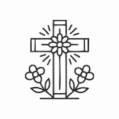 Floral christian cross isolat...