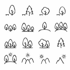 Mountain and Forest Icon Set ...