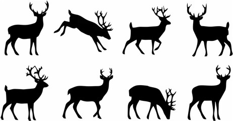 Set of deer silhouettes.eps