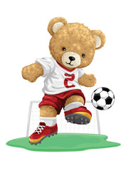Soccer bear vector illustration goal action
