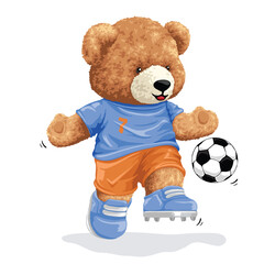 Bear with soccer ball vector illustration
