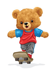 Vector illustration of bear skateboarding
