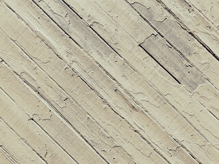 Aged wooden planks arranged diagonally show a cracked textured surface with weathered paint and rough lines creating a rustic geometric pattern and vintage appearance