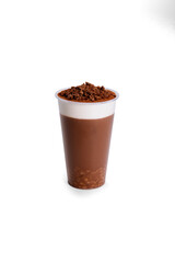 Chocolate milk tea on a white background