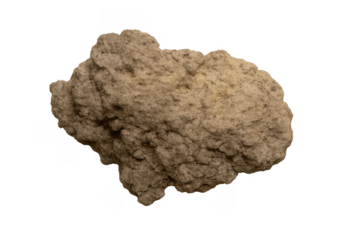 Rough dry dirt clod of brown soil on transparent background