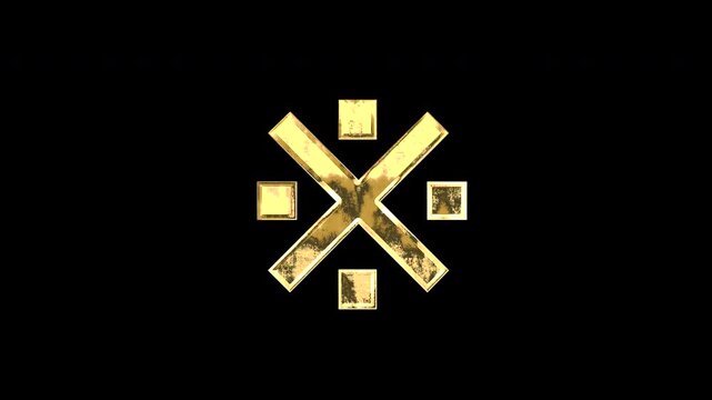 Gold rice part symbol, light reflecting and patterns shifting, alpha channel