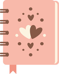 Cute Pink Spiral Notebook with Hearts Illustration for Valentine's Day