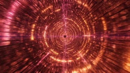 A deep hypnotic red and orange digital vortex spins rapidly, pulling the viewer into an endless, futuristic data tunnel visualization cyber, hot, seamless - Powered by Adobe