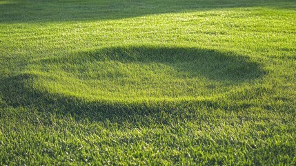 Obraz premium Green grass field with a curved depression. Use Nature background