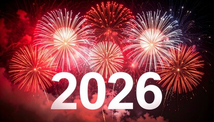 Holiday background for New Year with fireworks. Abstract colored firework background with free space for text. Collection of firework and light glow special effect. Happy new year. 2026