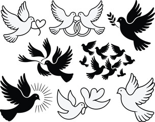 Fototapeta premium A flying silhouette line art style design with a white background