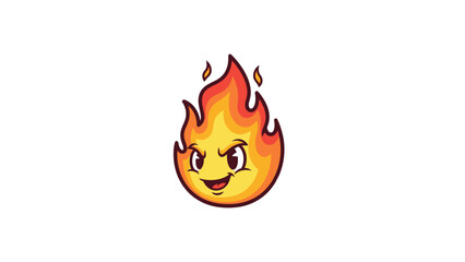 Cartoon Fire Character with Angry Expression and Flames.