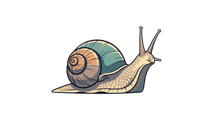 Detailed illustration of a garden snail with a teal shell. © choirul