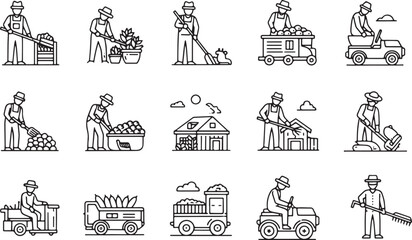 Obraz premium Farmer Icons Set